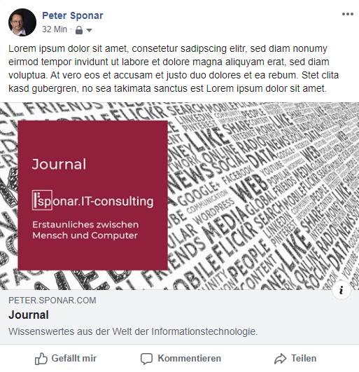 Open Graph Beispiel: Geteilte URL in Facebook